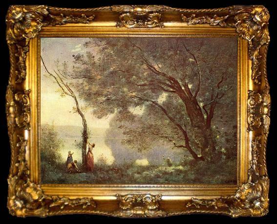 framed  Jean-Baptiste-Camille Corot Erinnerung an Mortefontaine, ta009-2